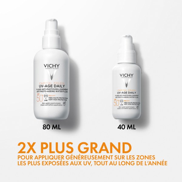 Vichy Capital Soleil 80ml and 40ml, two sizes side by side