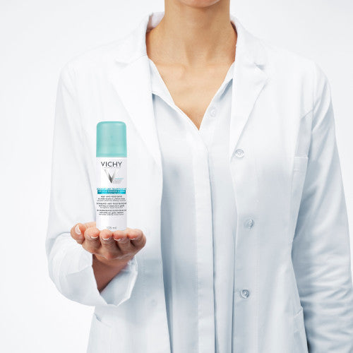 Vichy 48H Anti-Perspirant Aerosol Deodorant No Marks spray can, product close-up