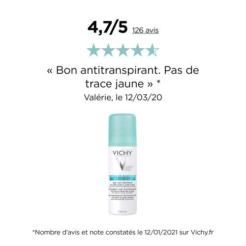 Vichy 48H Anti-Perspirant Aerosol Deodorant No Marks spray can, packaging detail