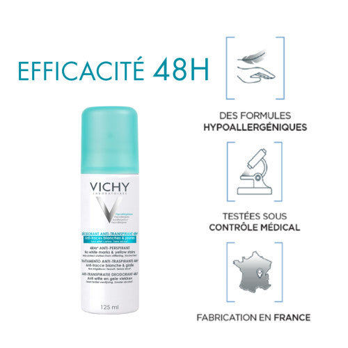 Vichy 48H Anti-Perspirant Aerosol Deodorant No Marks spray can, alternate angle