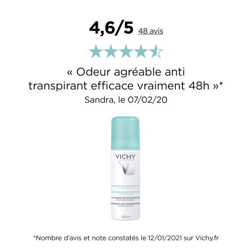 Vichy 48H Anti-Perspirant Aérosol Deodorant Set of 2 x 125ml cans, packaging detail