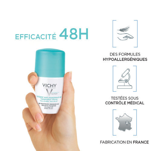 Vichy Deodorant Bille 48H Anti-Perspirant Roll-On 50ml, alternate angle