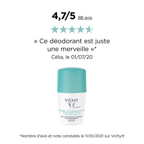 Vichy Deodorant Bille 48H Anti-Perspirant Roll-On 50ml, packaging detail