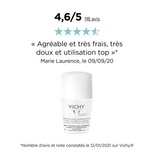 Vichy 48H Anti-Perspirant Roll-On Deodorant for Sensitive Skin, packaging detail