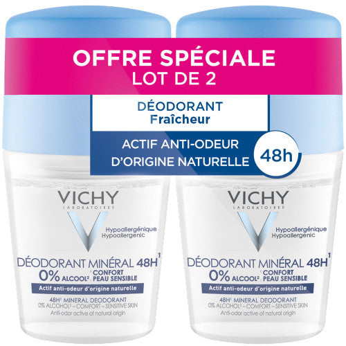 Vichy Mineral 48H Roll-On Deodorant Set of 2 x 50ml, view 1