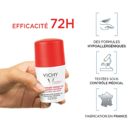 Vichy Déodorant Bille 72H Détranspirant Intensif Roll-On Set of 2x50ml, product close-up