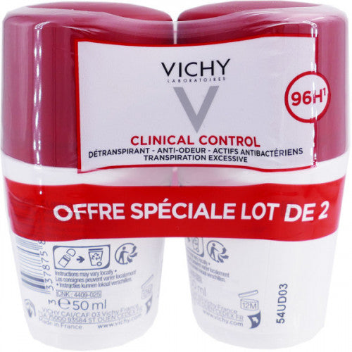Vichy Clinical Control 48H Roll-On Deodorant 50ml twin pack, side view