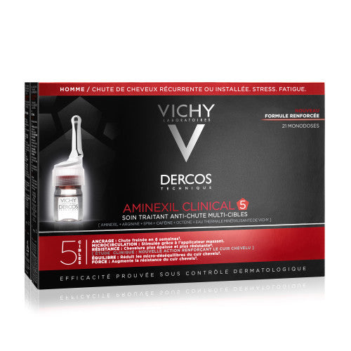 Vichy Dercos Aminexil Clinical 5 Homme 21-day hair loss treatment ampoules, view 1