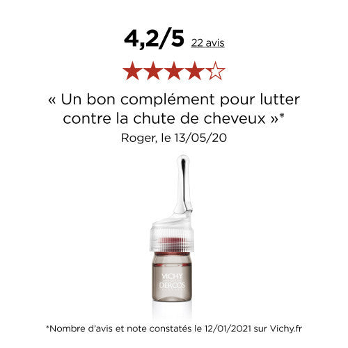 Vichy Dercos Aminexil Clinical 5 Homme 21-day hair loss treatment ampoules, product close-up