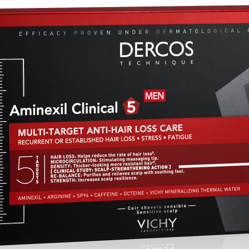 Vichy Dercos Aminexil, front of the box, close-up