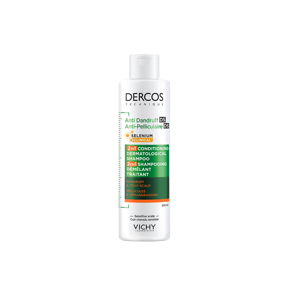 Vichy Dercos Anti-Pelliculaire DS 2-in-1 Dandruff Shampoo 200ml, front of the bottle