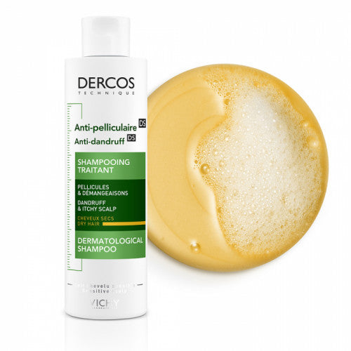 Vichy Dercos Anti-Dandruff DS Dry Hair Shampoo bottle, alternate angle
