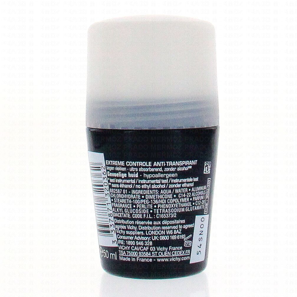 Vichy Homme 50ml, back label with ingredient list