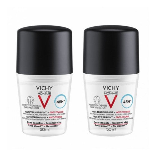 Vichy Homme 48H Anti-Trace Roll-On Deodorant Set of 2 x 50ml, alternate angle