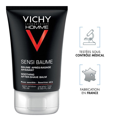 Vichy Homme Sensi-Baume After-Shave Balm 75ml, packaging detail
