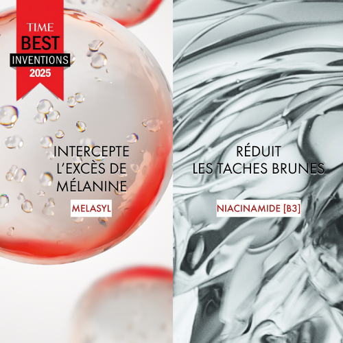 Vichy Liftactiv B3, key ingredients: Melasyl and niacinamide, text in French