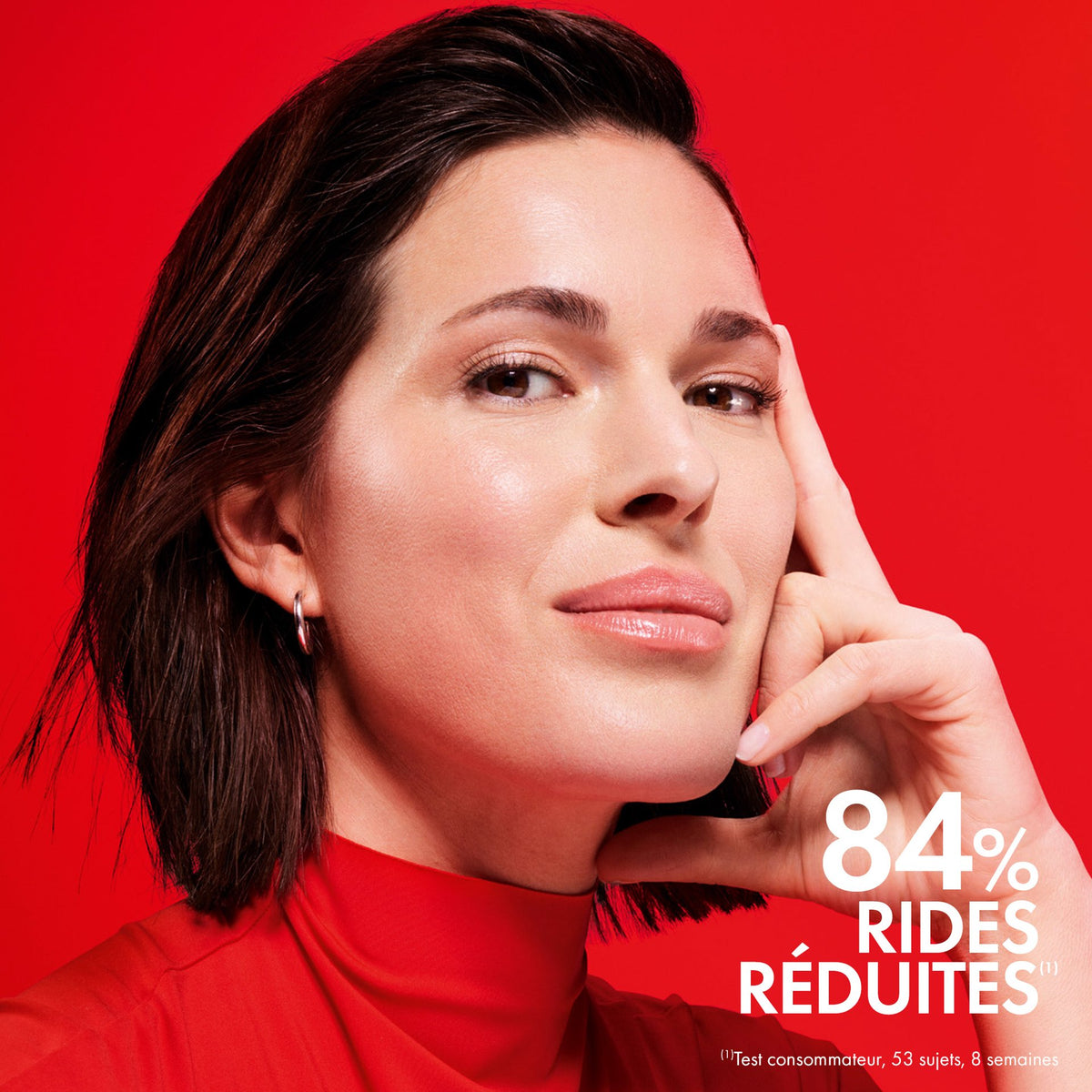 Vichy Liftactiv Collagen Specialist, woman resting her cheek on her hand, study results in French