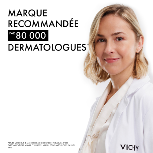 Vichy Liftactiv Collagen Specialist, woman in a white coat, text in French