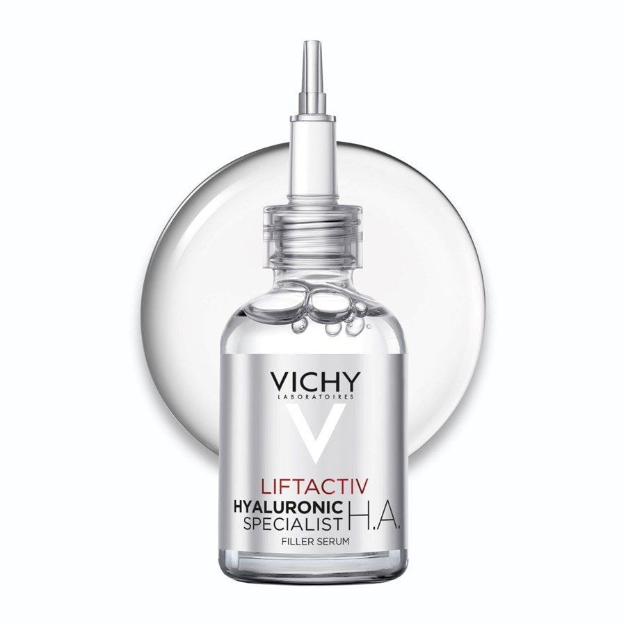 Vichy Liftactiv H.A., dropper bottle in front of a serum drop