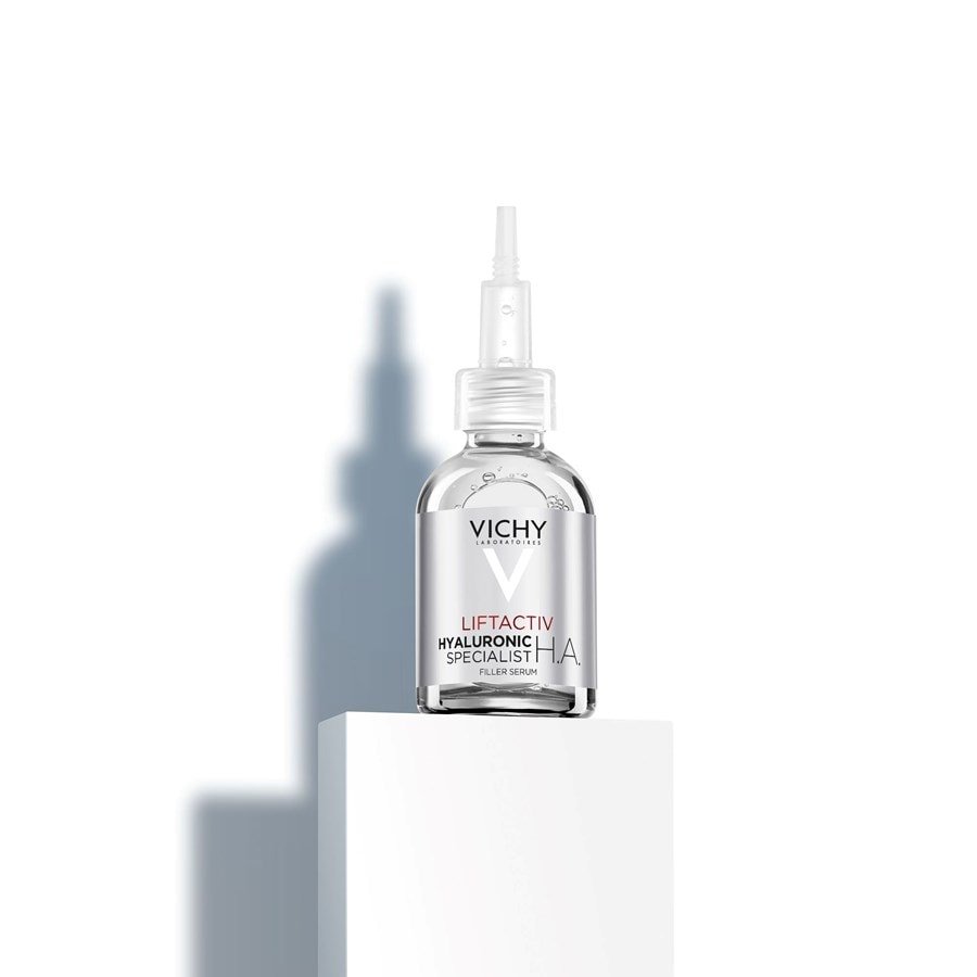 Vichy Liftactiv H.A., bottle on a white pedestal