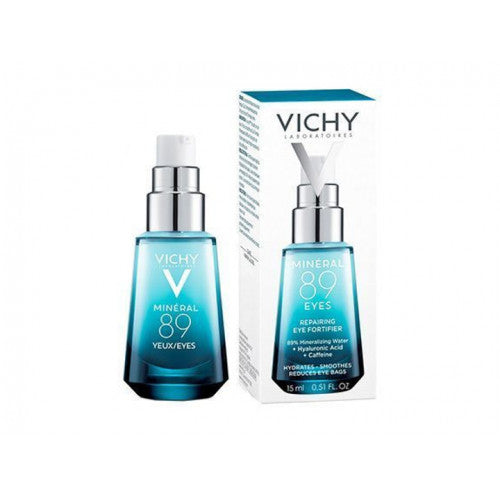 Vichy Mineral 89 Fortifying and Repairing Eye Care 15ml serum bottle, product close-up