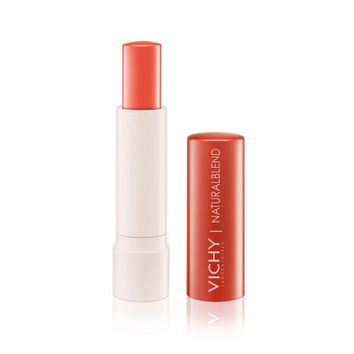 Vichy NaturalBlend Tinted Lip Care Coral 4.5g balm tube on white background, view 1