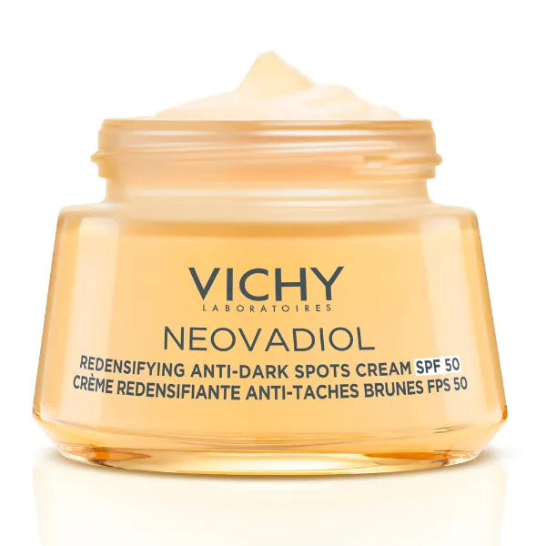Vichy Neovadiol, open jar showing the cream, Redensifying Anti-Dark Spots label