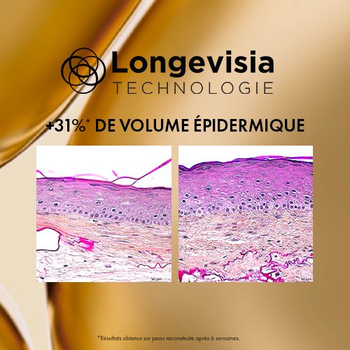 Vichy Neovadiol Longevity, skin cross-section images with study results in French