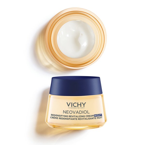 Vichy Neovadiol, open jar showing the cream above the closed jar