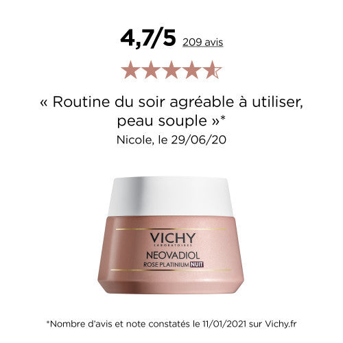 Vichy Neovadiol Rose Platinium Night Cream 50ml for post-menopausal skin, ingredient panel
