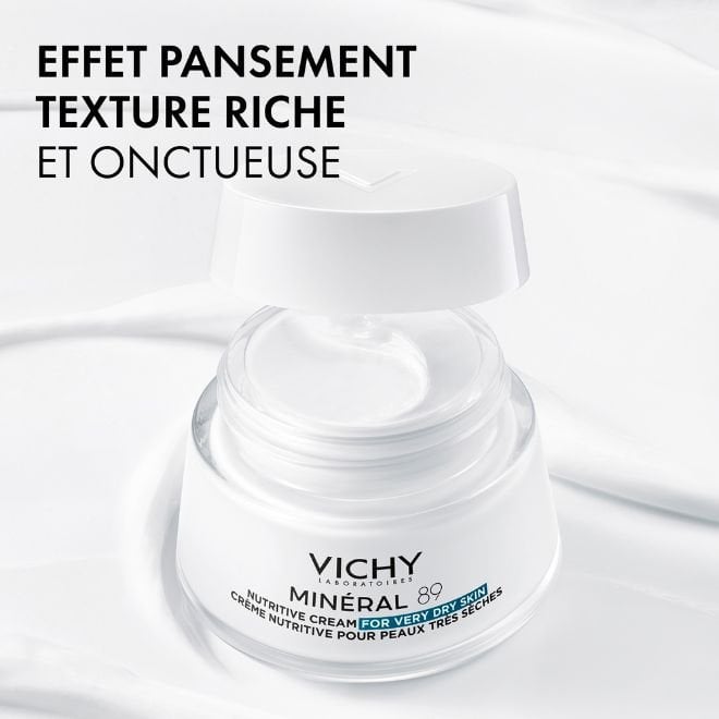 Vichy Minéral 89, open jar showing the rich cream texture