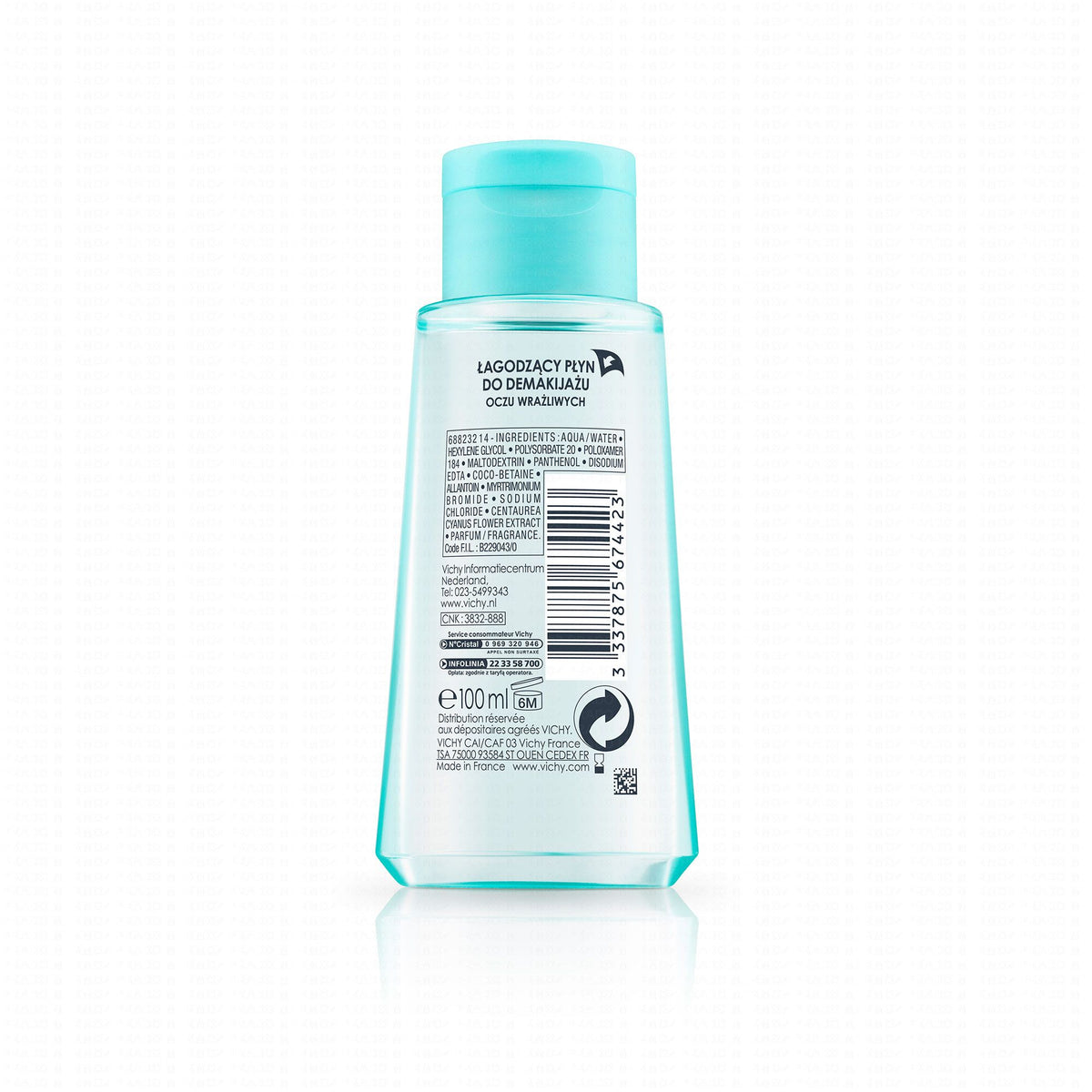 Vichy Pureté Thermale 100ml, back label with ingredient list