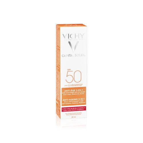Vichy Capital Soleil Anti-Oxidant Care SPF 50 sunscreen 50ml bottle, ingredient panel
