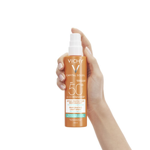 Vichy Capital Soleil SPF 50 Moisturizing Protective Body Spray 200ml, packaging detail