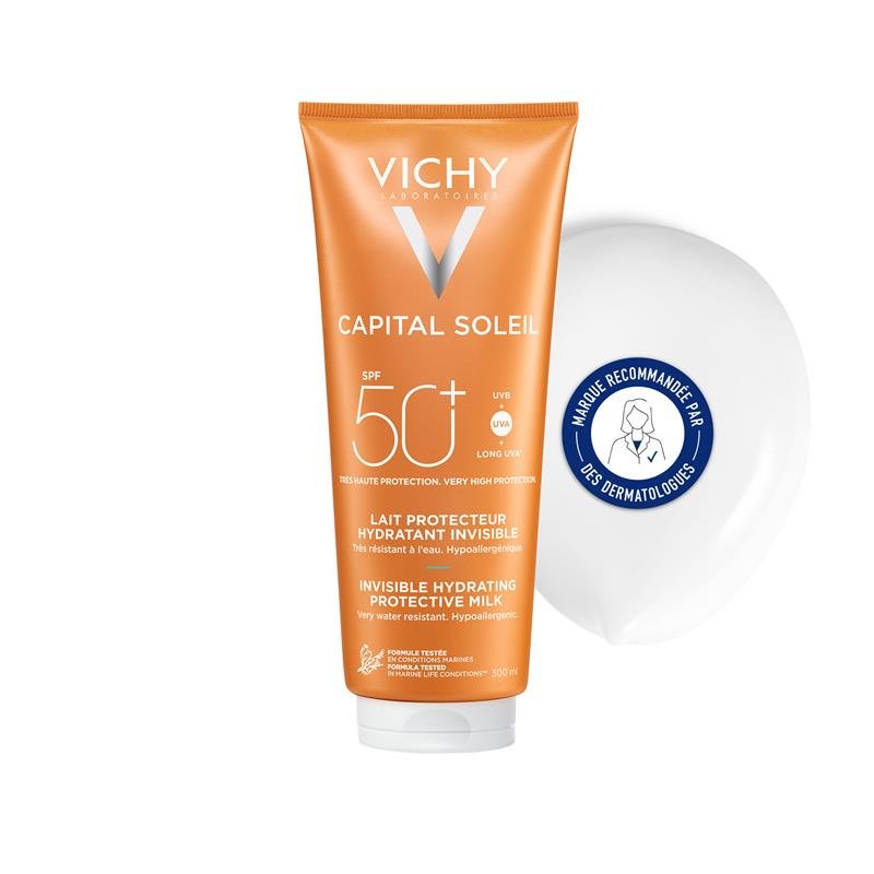 Vichy Capital Soleil, tube and milk texture swatch