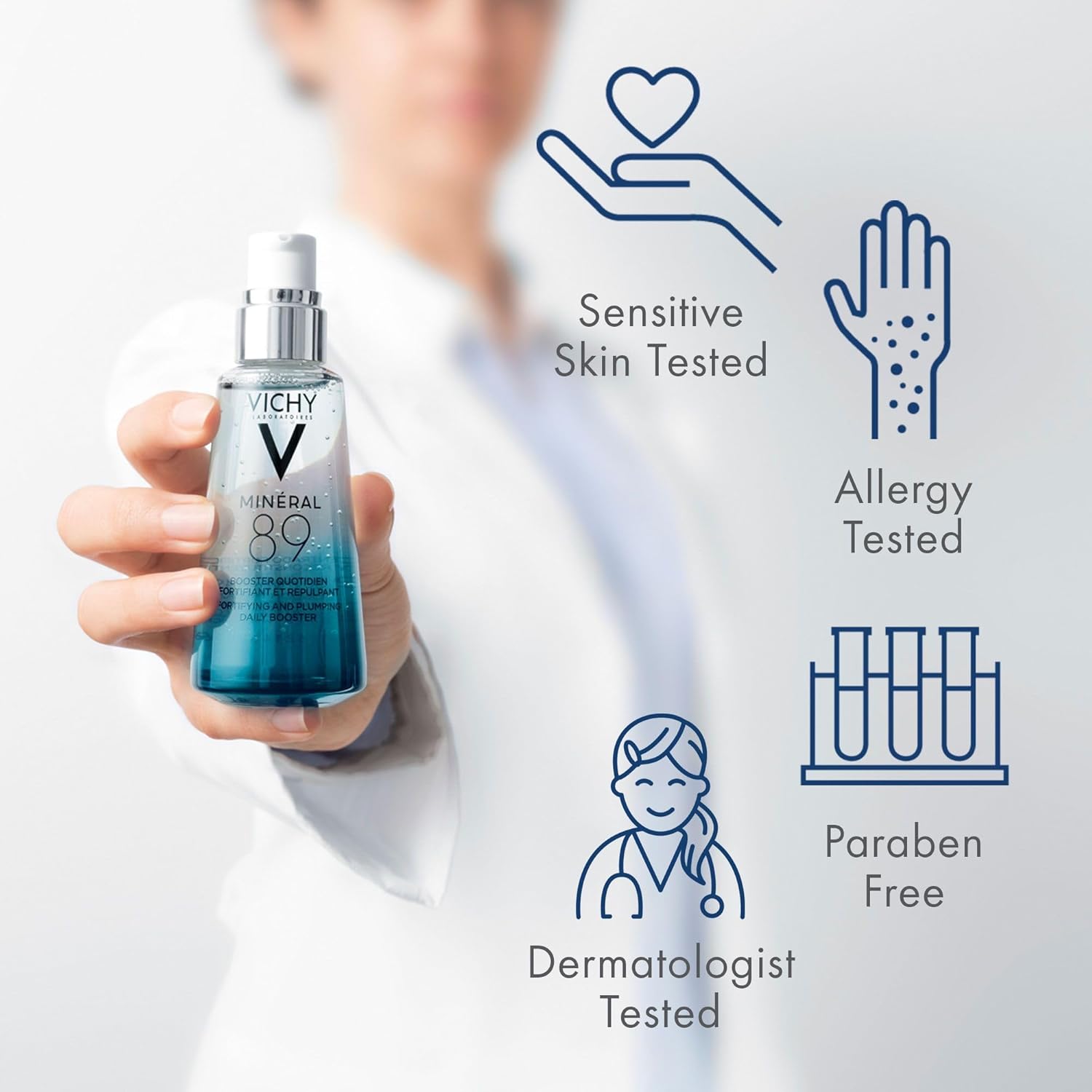 Vichy Mineral 89 Hyaluronic Acid Serum bottle, alternate angle