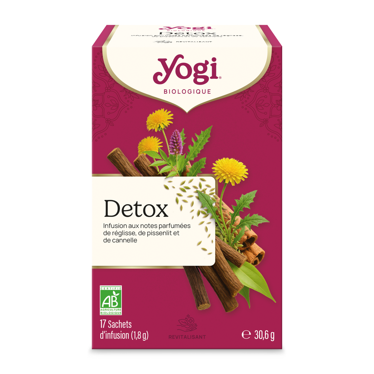 Yogi Tea Detox Organic Herbal Tea 30.6g, front of the box